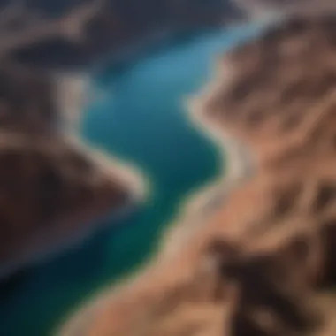 The Vulnerability of Lake Mead Aerial view of Lake Mead under threat of drought