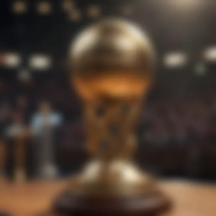 Close-up of NBA MVP trophy shining