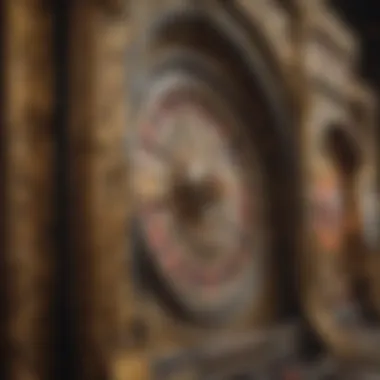 A close-up view of an ornate slot machine showcasing intricate designs.