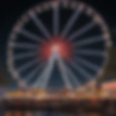 The majestic Ferris wheel illuminated at night