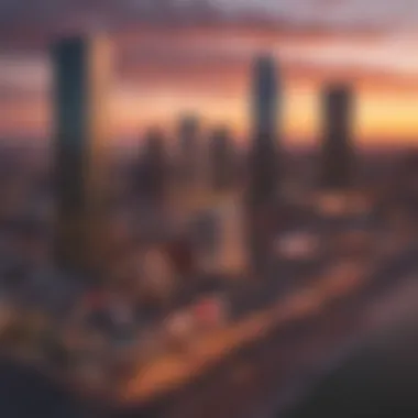 Rooftop view of Atlantic City skyline at sunset