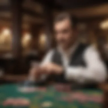 Blackjack dealer shuffling cards