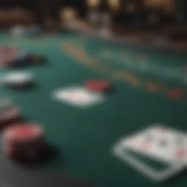 Blackjack table with cards