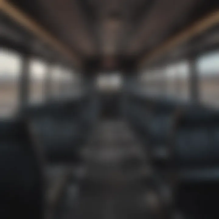 Interior view of a bus with spacious seating