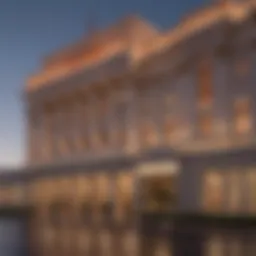 Exterior view of Caesars Palace in Las Vegas at dusk