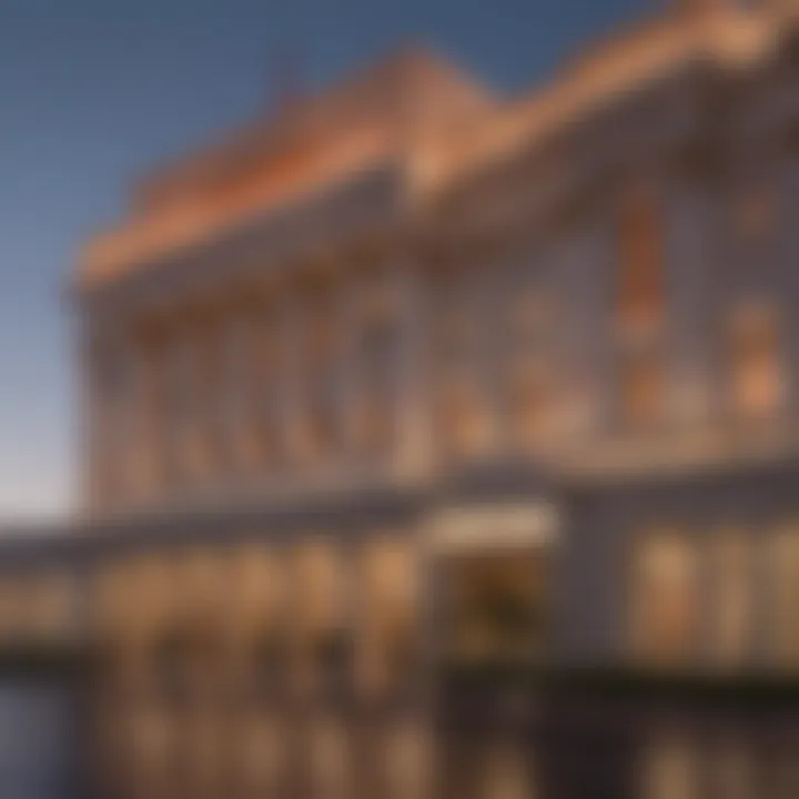 Exterior view of Caesars Palace in Las Vegas at dusk