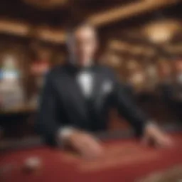 Elegantly dressed casino host welcoming guests