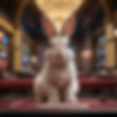 Enchanting poker bunny amidst a backdrop of casino lights