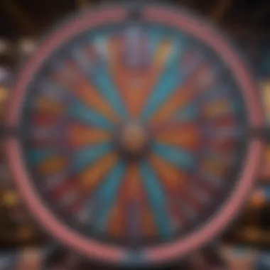 Colorful game show wheel with various prize options