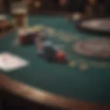 An elegant blackjack table setup with cards and chips.