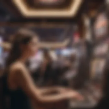 Player engaging at a slot machine