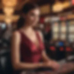 Elegant Gambler at Vegas Slot Machine