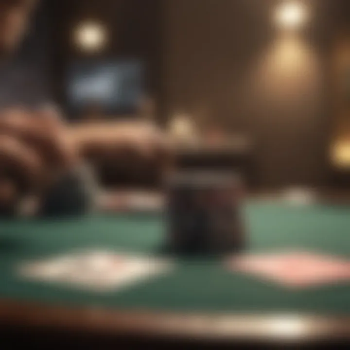 A virtual poker table with animated cards