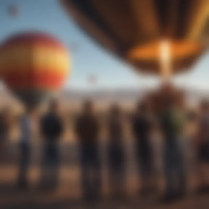 Excited individuals preparing for a hot air balloon adventure in Las Vegas