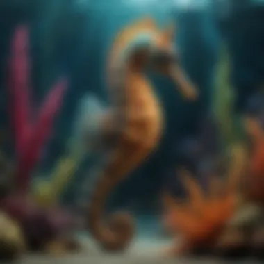 Majestic Seahorse in Its Vibrant Underwater Habitat Majestic Seahorse in Its Vibrant Underwater Habitat