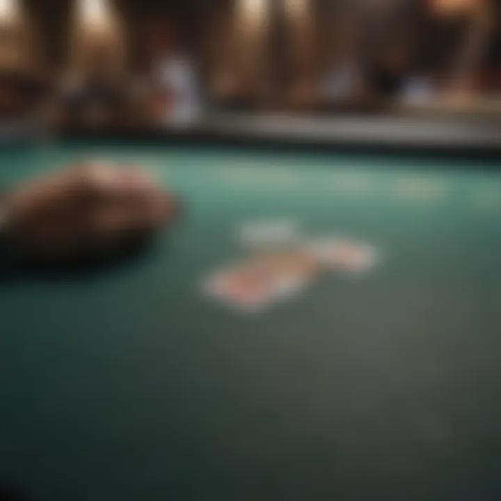 Close-up view of a blackjack table setup