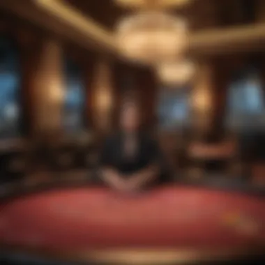 Elegant Blackjack Setting in a Refined Casino Environment Opulent Blackjack Table in a Casino