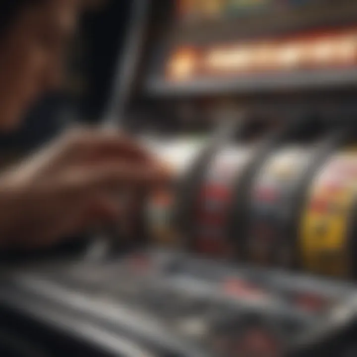 Close-up of a player hitting the jackpot on a casino slot machine