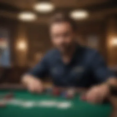 Strategic poker play depicted in a dynamic setting