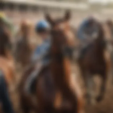 Spectators cheering at a thrilling horse race event