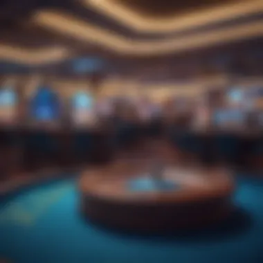Abstract concept of calming blue tones in a casino ambiance