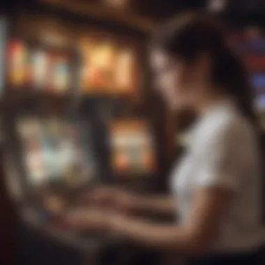 A player engaging with a high-tech Konami slot machine.