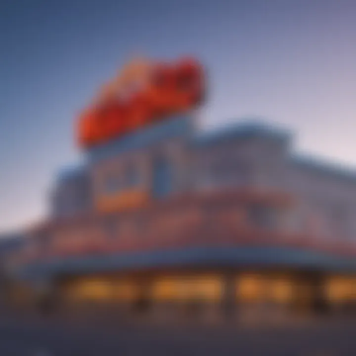 Exterior view of a prominent casino in Maine showcasing vibrant signage