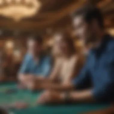 Group of friends enjoying a game at a casino table with excitement