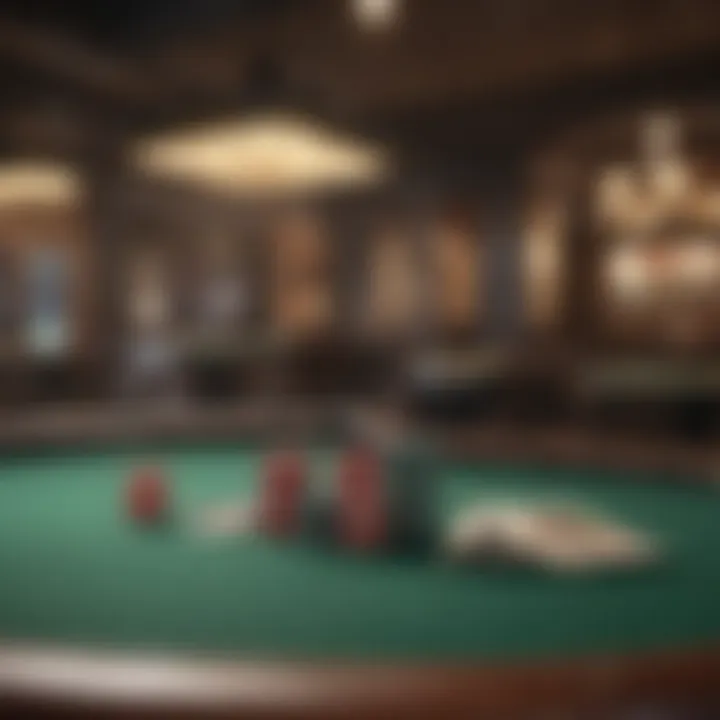 Digital depiction of a virtual poker table with no deposit bonus banner