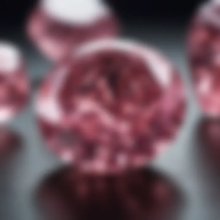 Detailed close-up of pink diamonds in a gaming setting