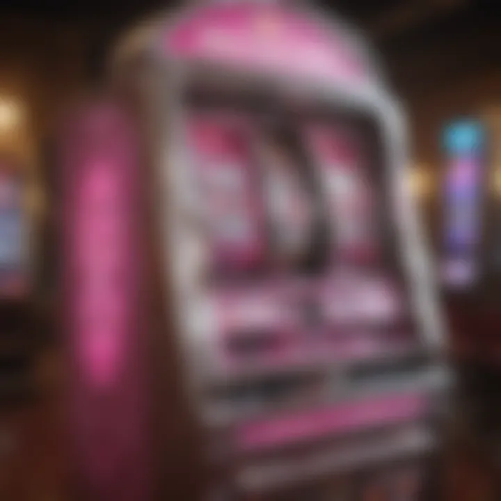 Vibrant illustration of a pink diamond slot machine