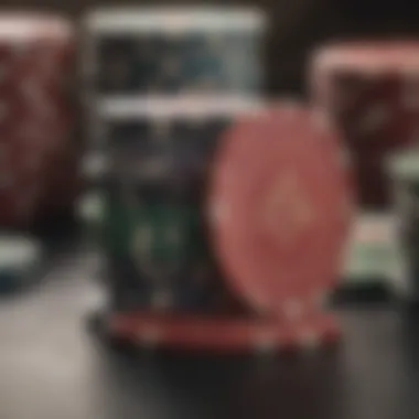 Close-up view of poker chips and cards, highlighting the game's intricacies