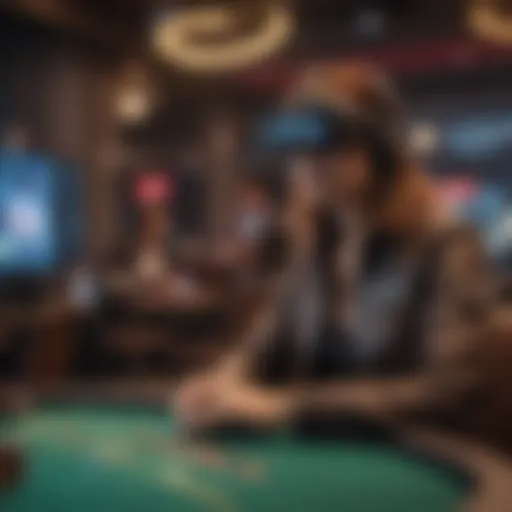 A player immersed in the PokerStars VR environment, showcasing the virtual gaming interface.