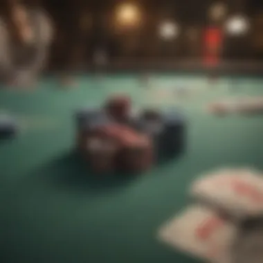 Strategic poker table layout with chips and cards