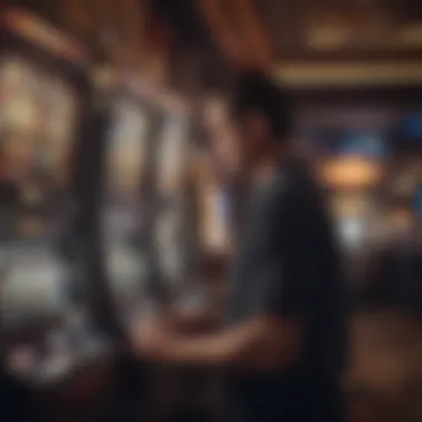 Player interacting with a modern slot machine