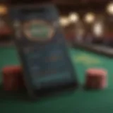 A close-up view of a smartphone displaying a Texas Hold'em app interface.