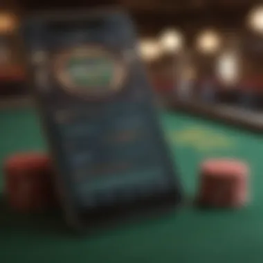 A close-up view of a smartphone displaying a Texas Hold'em app interface.