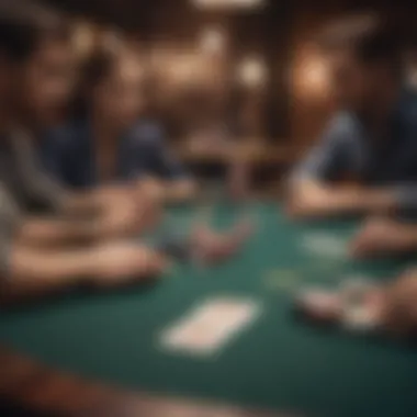 A high-stakes poker table in action, showcasing players deep in thought.