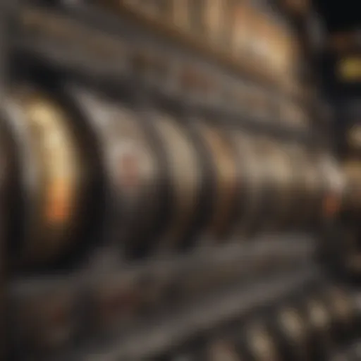 Vintage slot machine showcasing coins