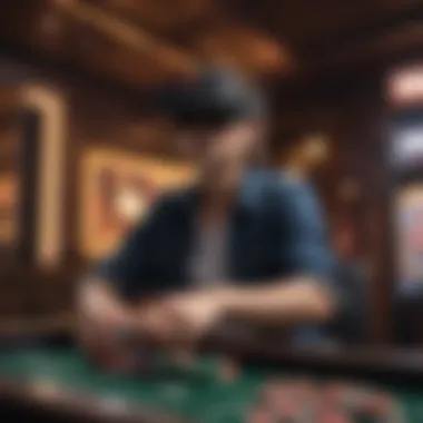 Interactive Gaming Experience in Virtual Reality A player engaged in a VR slots environment with interactive elements