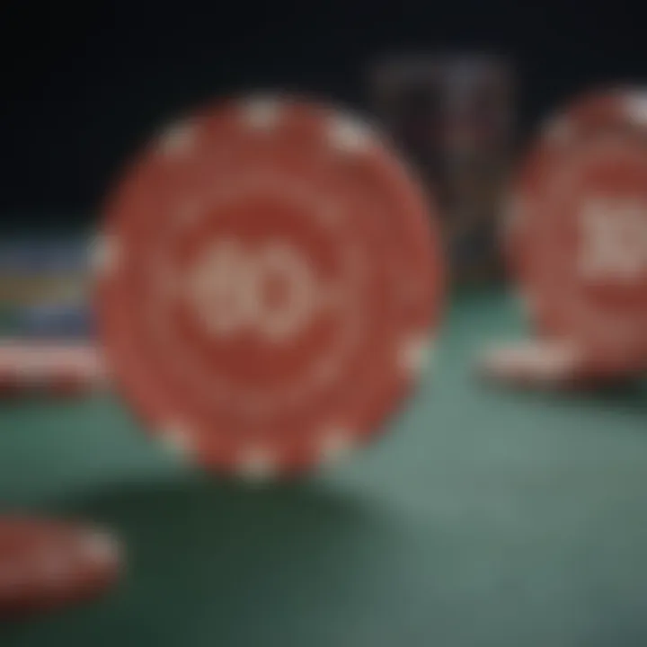 Variety of ceramic casino chips in different colors