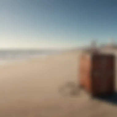 Traveler with luggage looking out at the Atlantic City beach