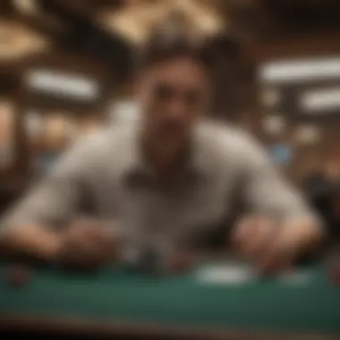 Focused Poker Player Analyzing Cards