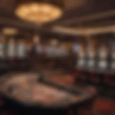 Interior gaming floor with a variety of slot machines and table games