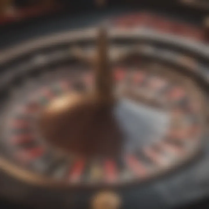 Close-up of roulette wheel showing different betting options