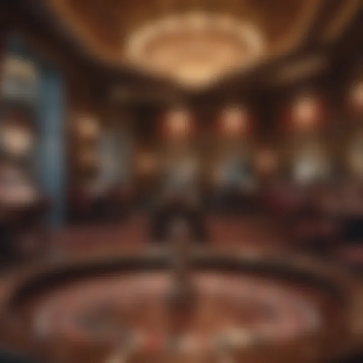 Classic roulette wheel in elegant casino setting