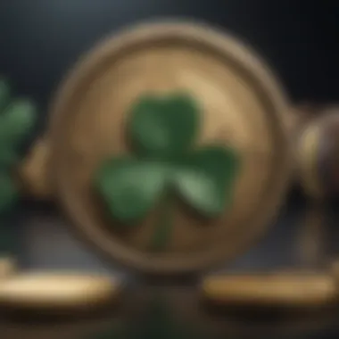 A close-up of the Lucky Shamrock symbols, including the iconic shamrock and gold coins.