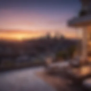 Sunset Serenity Overlooking Cityscape Luxurious Rooftop Oasis