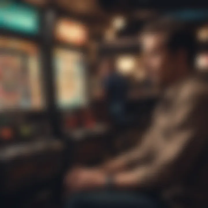 A player strategizing while sitting at a Buffalo Slots machine