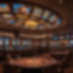 A panoramic view of the Mohegan Sun Sports betting area showcasing the vibrant atmosphere.